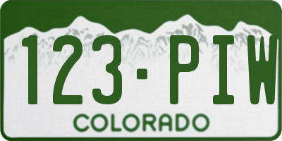 CO license plate 123PIW