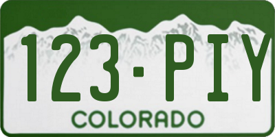 CO license plate 123PIY