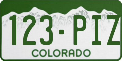 CO license plate 123PIZ