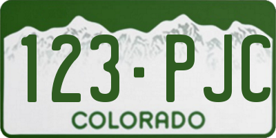 CO license plate 123PJC