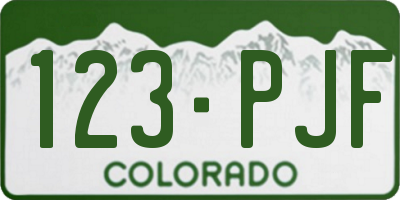 CO license plate 123PJF