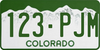 CO license plate 123PJM