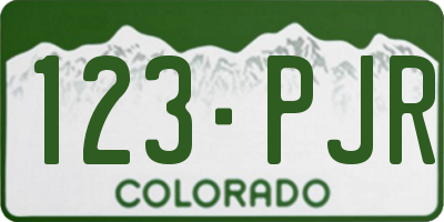 CO license plate 123PJR
