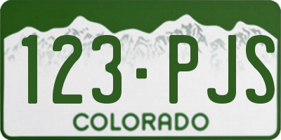 CO license plate 123PJS