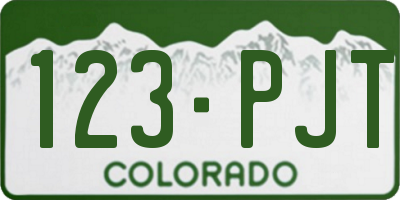 CO license plate 123PJT