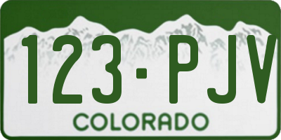 CO license plate 123PJV