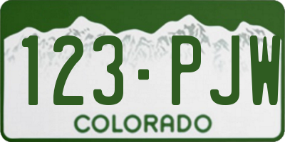 CO license plate 123PJW