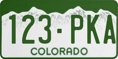 CO license plate 123PKA