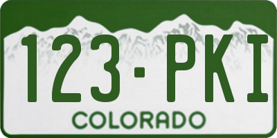 CO license plate 123PKI