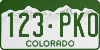 CO license plate 123PKO