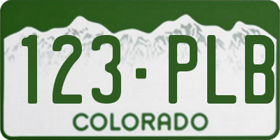 CO license plate 123PLB