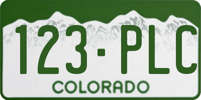 CO license plate 123PLC