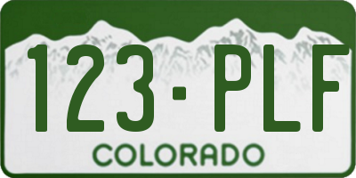 CO license plate 123PLF