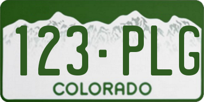 CO license plate 123PLG