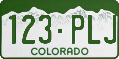 CO license plate 123PLJ