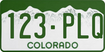 CO license plate 123PLQ