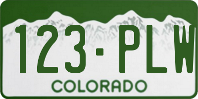 CO license plate 123PLW