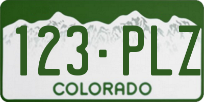 CO license plate 123PLZ