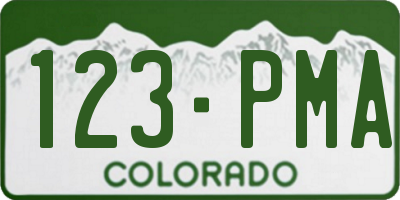 CO license plate 123PMA
