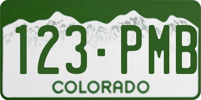 CO license plate 123PMB