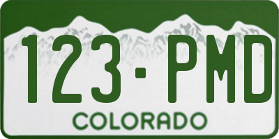 CO license plate 123PMD