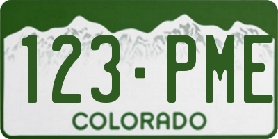 CO license plate 123PME