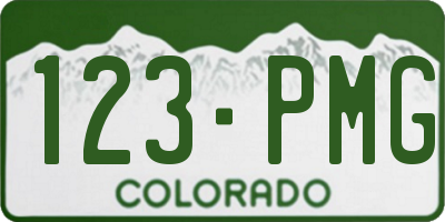 CO license plate 123PMG