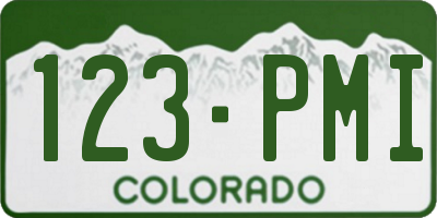 CO license plate 123PMI