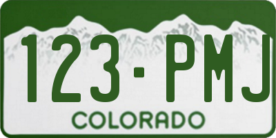 CO license plate 123PMJ