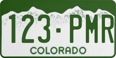 CO license plate 123PMR
