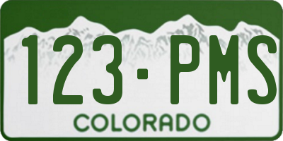 CO license plate 123PMS