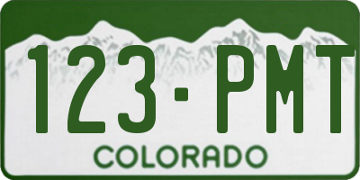 CO license plate 123PMT