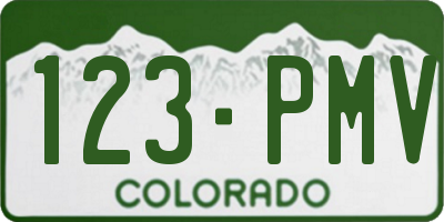 CO license plate 123PMV