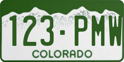 CO license plate 123PMW