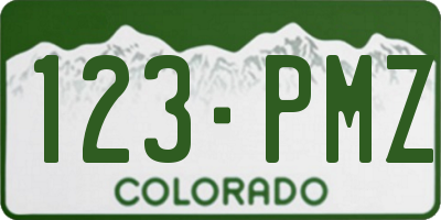 CO license plate 123PMZ