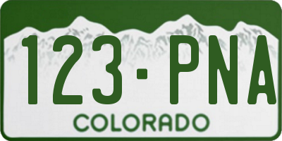CO license plate 123PNA