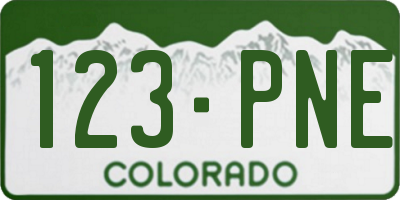 CO license plate 123PNE
