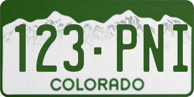 CO license plate 123PNI