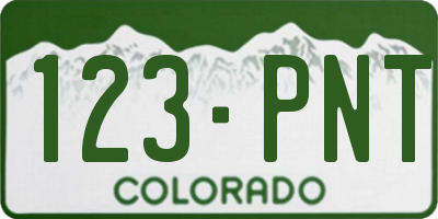 CO license plate 123PNT