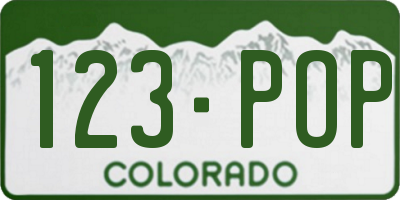 CO license plate 123POP
