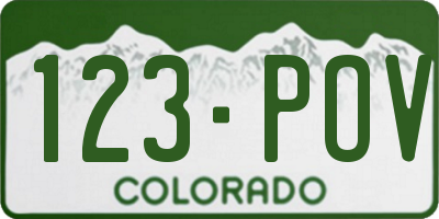 CO license plate 123POV