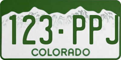 CO license plate 123PPJ