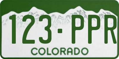 CO license plate 123PPR