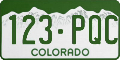 CO license plate 123PQC