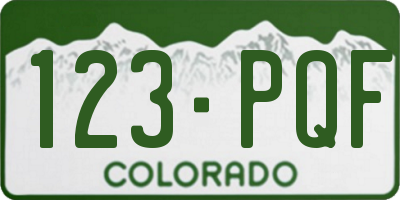 CO license plate 123PQF