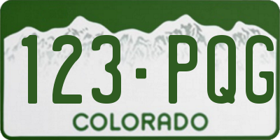 CO license plate 123PQG