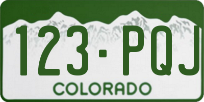 CO license plate 123PQJ