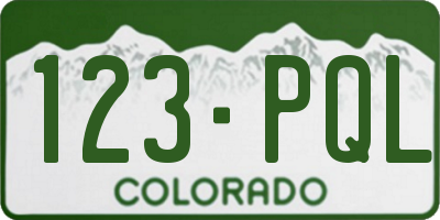 CO license plate 123PQL