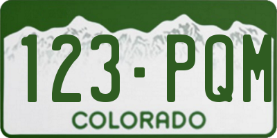 CO license plate 123PQM