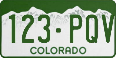 CO license plate 123PQV